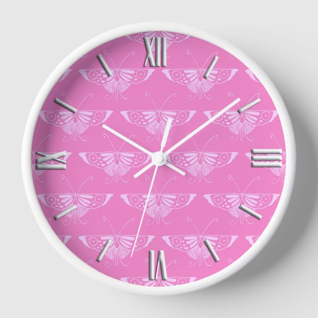 Stylized Deco butterfly  - orchid pink Clock (Front)