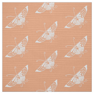 Stylized Deco Butterfly, Pastel Peach Fabric