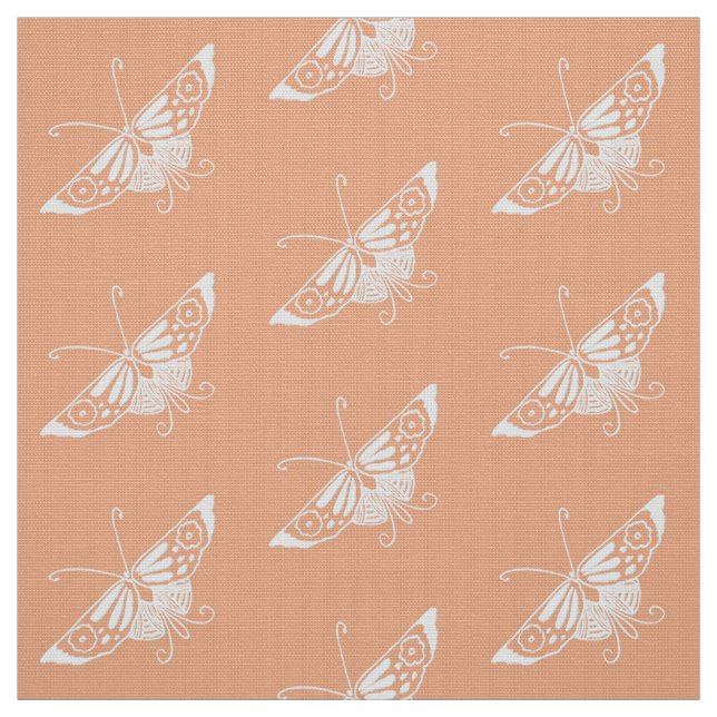 Stylized Deco Butterfly, Pastel Peach Fabric (Swatch)