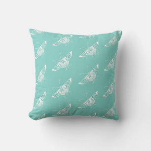 Stylized Deco butterfly  - robin's egg blue Throw Pillow