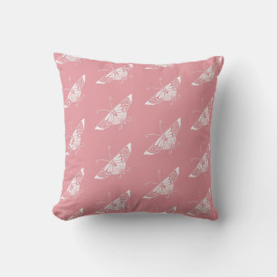 Stylized Deco butterfly - shell pink Throw Pillow
