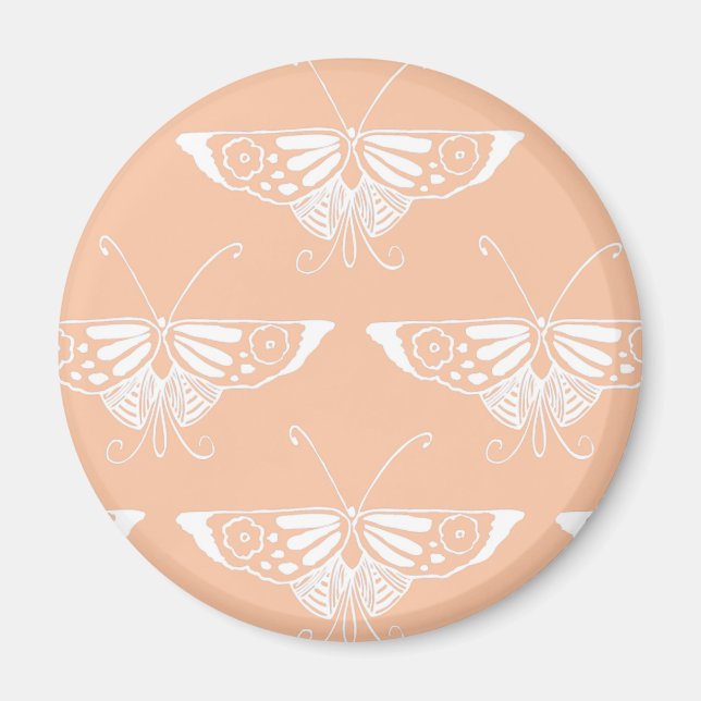 Stylized Deco butterfly  - soft peach Magnet (Front)