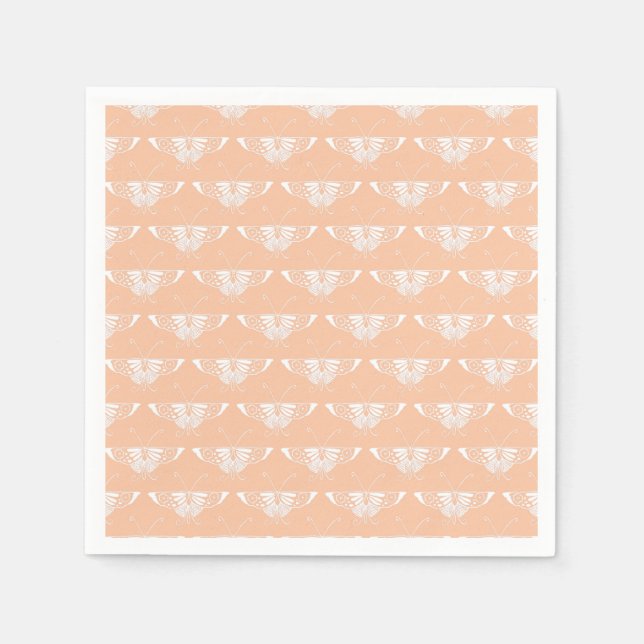 Stylized Deco butterfly  - soft peach Napkin (Front)