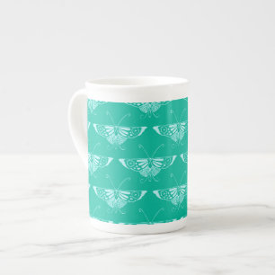 Stylized Deco butterfly  - turquoise and aqua Bone China Mug