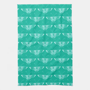 Stylized Deco butterfly - turquoise and aqua Kitchen Towel