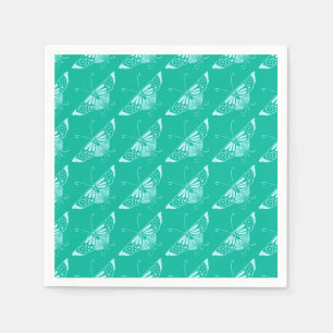 Stylized Deco butterfly - turquoise and aqua Napkin