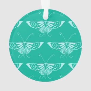 Stylized Deco butterfly - turquoise and aqua Ornament