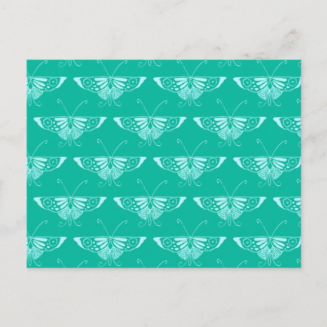 Stylized Deco butterfly  - turquoise and aqua Postcard (Front)