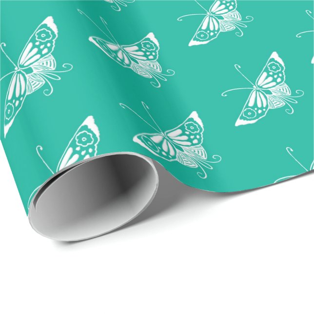 Stylized Deco butterfly  - turquoise Wrapping Paper (Roll Corner)