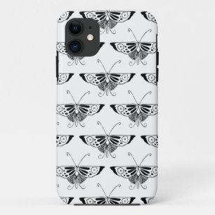 Stylized Deco butterfly - white and black iPhone 11 Case