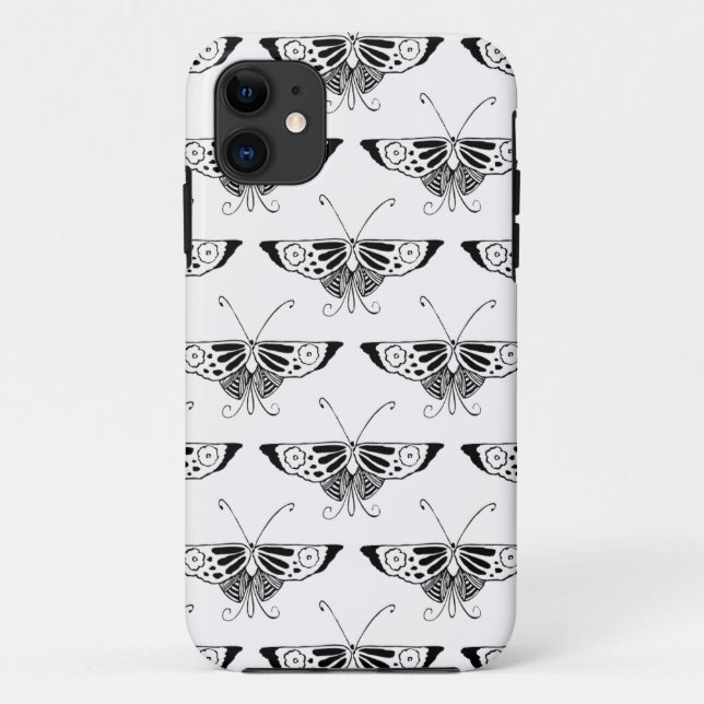 Stylized Deco butterfly  - white and black Case-Mate iPhone Case (Back)