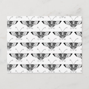 Stylized Deco butterfly  - white and black Postcard