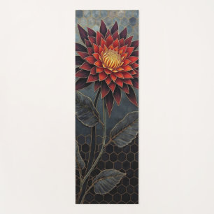 Stylized Deep Red Flower Yoga Mat