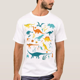 Stylized dinosaurs, floral elements, cute. T-Shirt