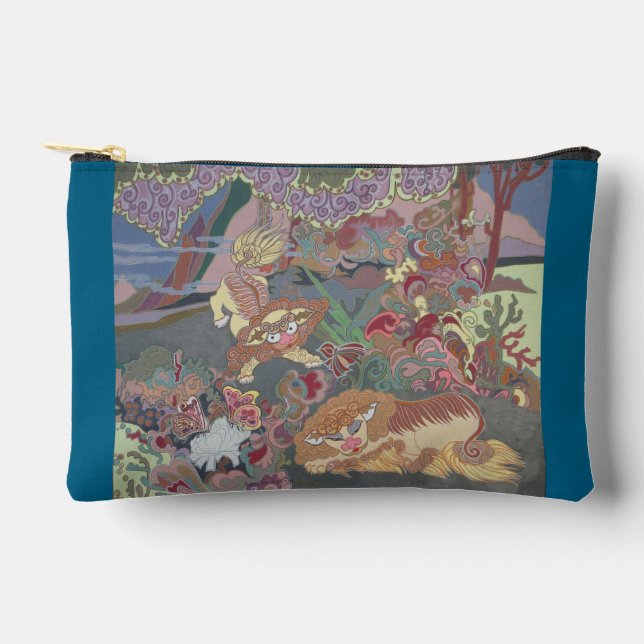 Stylized Dogs Playing in Garden Accessory Pouch (Front)