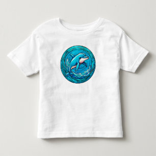 Stylized dolphin swimming toddler t-shirt