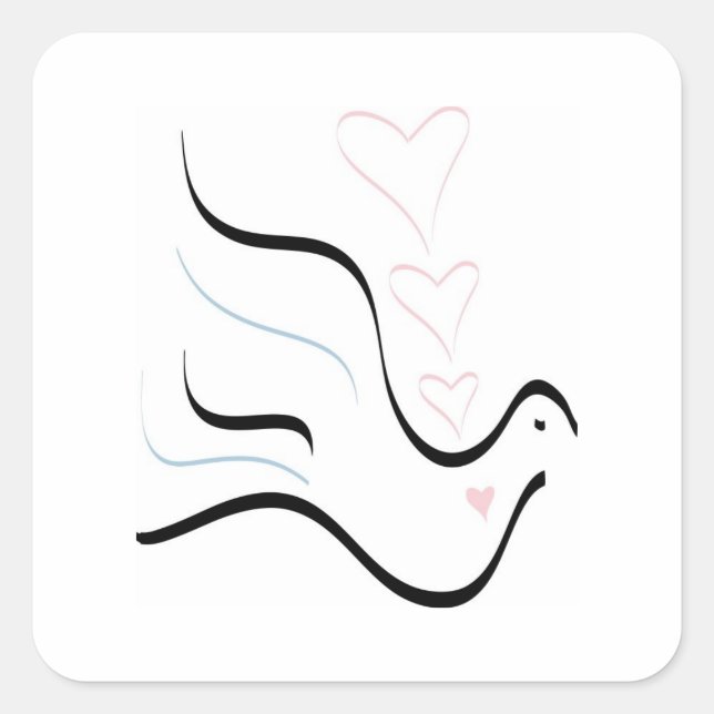 Stylized Dove in Pastel Colours Square Sticker (Front)