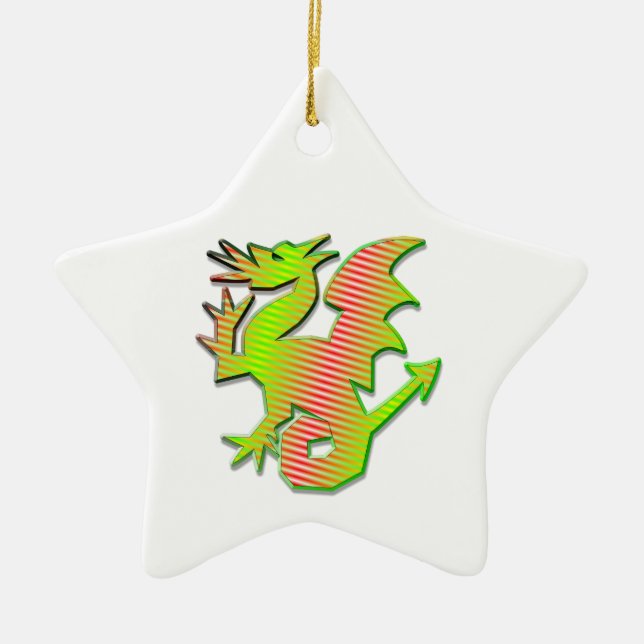 Stylized Dragon Ceramic Ornament (Front)