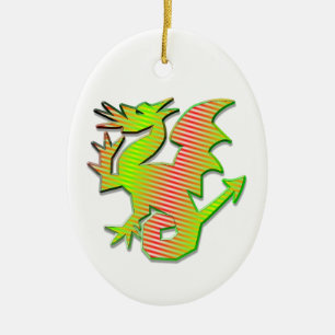 Stylized Dragon Ceramic Ornament