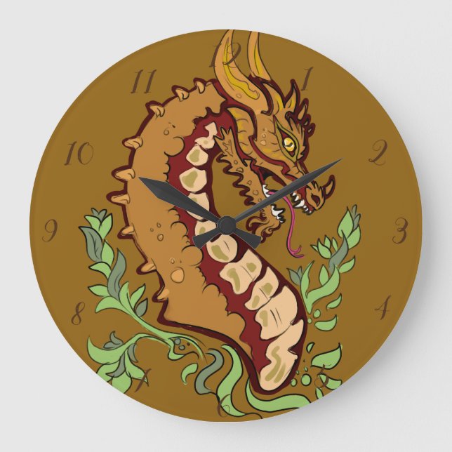 Stylized Dragon Large Clock (Front)