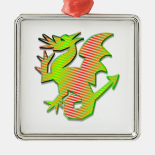 Stylized Dragon Metal Ornament