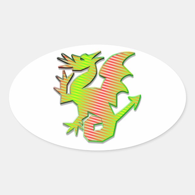 Stylized Dragon Oval Sticker (Front)