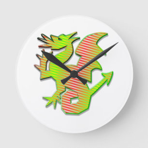 Stylized Dragon Round Clock