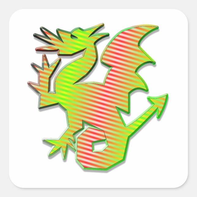 Stylized Dragon Square Sticker (Front)