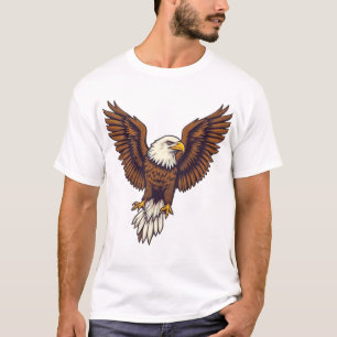 Stylized Eagle Landing - Graphic Illustration T-Shirt