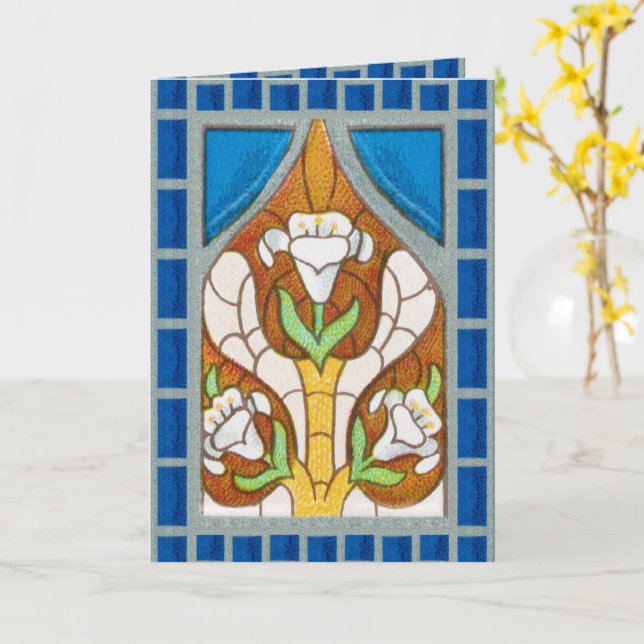 Stylized Easter Lilies (RT 02) Card (Yellow Flower)