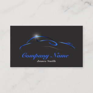 Stylized Elegant Blue on Black Auto Detail EU Business Card