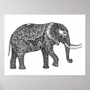 Stylized Fantasy Elephant Doodle 2 Poster