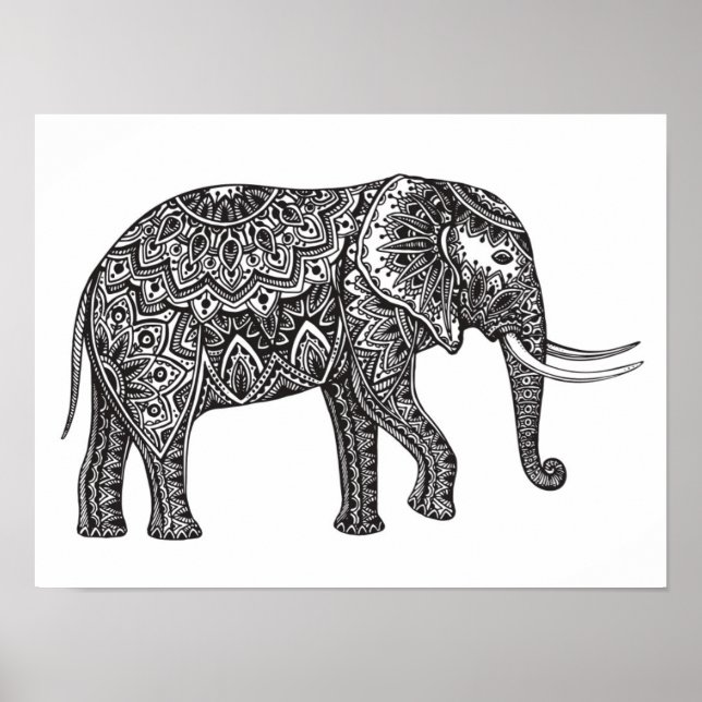 Stylized Fantasy Elephant Doodle 2 Poster (Front)