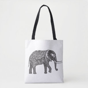 Stylized Fantasy Elephant Doodle 2 Tote Bag