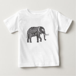 Stylized Fantasy Elephant Doodle Baby T-Shirt