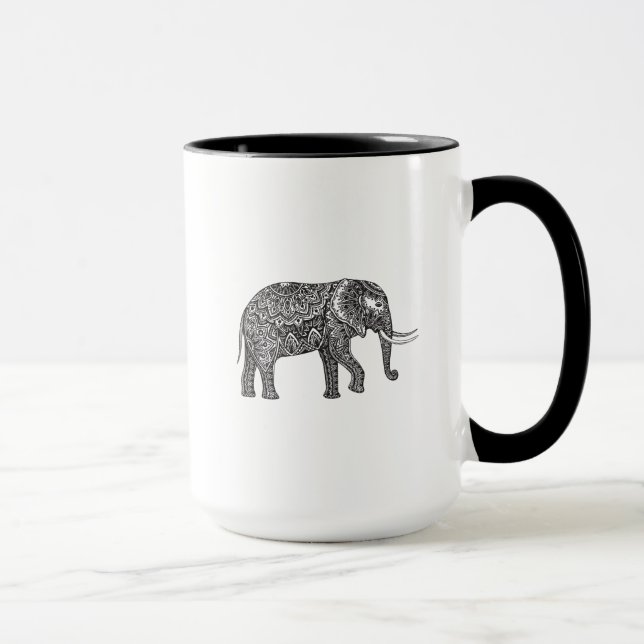 Stylized Fantasy Elephant Doodle Mug (Right)