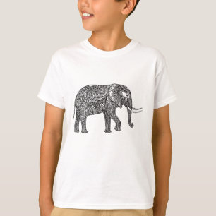Stylized Fantasy Elephant Doodle T-Shirt