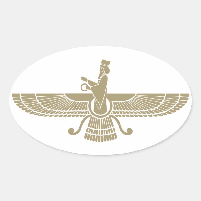 Stylized Faravahar Oval Sticker (Front)