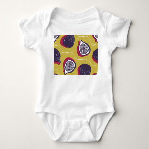 Stylized Figs Vintage Vegetable Print Baby Bodysuit