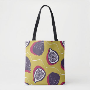 Stylized Figs Vintage Vegetable Print Tote Bag