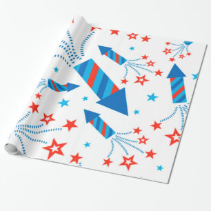 Stylized Fireworks Freedom Pattern Wrapping Paper