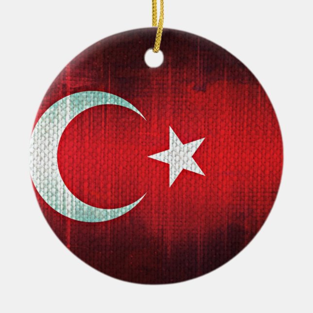 Stylized Flag of Turkey Ceramic Ornament (Front)