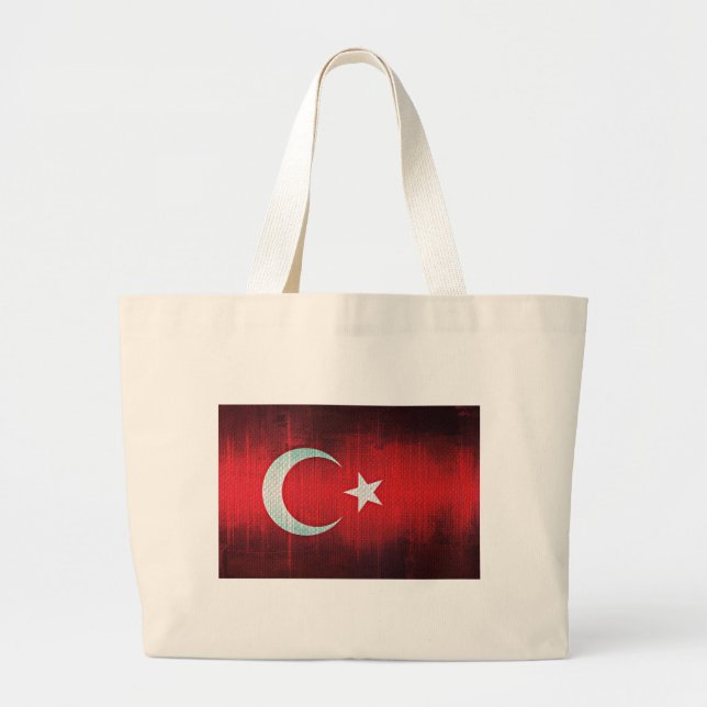 Stylized Flag of Turkey Large Tote Bag (Front)