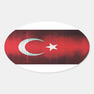 Stylized Flag of Turkey Oval Sticker