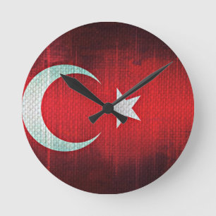 Stylized Flag of Turkey Round Clock