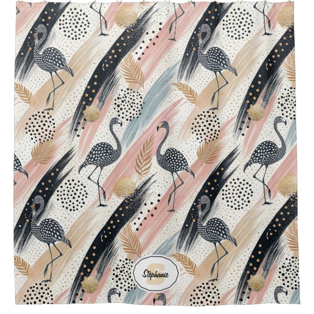 Stylized Flamingo & Brushstroke Pattern (Front)