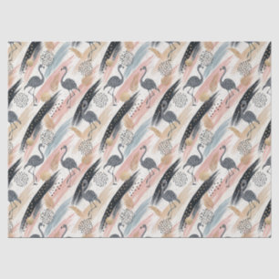 Stylized Flamingo & Brushstroke Pattern Tissue Paper