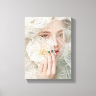 Stylized Floral Prayer Portrait Canvas Print