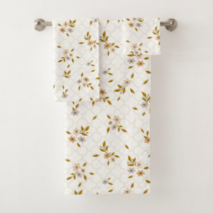 Stylized Floral Print Towel Set