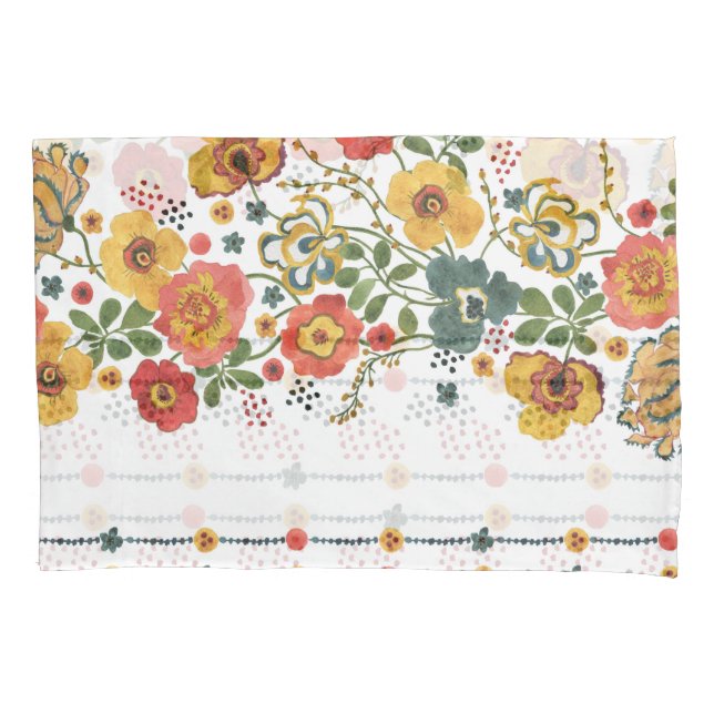 Stylized Floral: Watercolor Seamless Design. Pillowcase (Front)